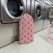 Pink Laundry Bag Red Strawberries Pattern Strawberry Laundry Bags Drawstring