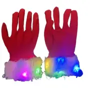Christmas Santa Clause Gloves Glow Red Gloves Holiday Party Gloves