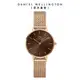 Daniel Wellington DW 手錶 Petite Amber 28mm幻彩琥珀棕米蘭金屬錶 DW00100476