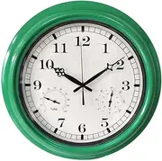 Outdoor Garden Wall Clock, with & Humidity Garden Clocks Outdoor Waterproof and Sunscreen Outside Clock Outdoor Wall Clock Indoor Outdoor Decoration 18 Inches Multicolor D
