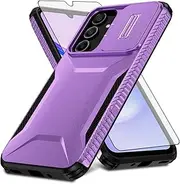 Asuwish Phone Case for Samsung Galaxy A16 5G/4G with Tempered Glass Screen Protector and Slide Camera Cover Slim Rugged Hybrid Shockproof Protective Mobile Hard Cell Accessories A 16 Women Men Purple