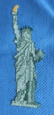 Statue of Liberty cross stitch & fabric; USA Birthday project!