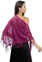 [Generic] Women’s Lace Pashmina Shawl Wrap for Evening Dress Triangle Soft Scarf Wedding Bridal Bridesmaid Shawl Scarves