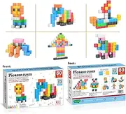 PicassoTiles Magnet Cube Building Blocks 80 Pieces 1.2" 3CM Magnetic Cubes Toy Construction Building Educational Sensory Toys with Idea Booklet for School & Preschool Kids Boys Girls Toddlers PMC302