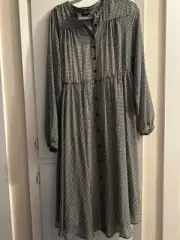 Torrid Midi Chiffon Shirtdress Houndstooth black and white