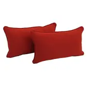 Blazing Needles 20 x 12 in. Solid Twill Back Support Pillows Ruby Red - Set of 2