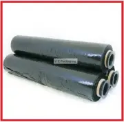 4 ROLLS 500MM X 400M BLACK 25UM - STRETCH FILM PALLET SHRINK WRAP