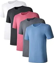 [COLORFULLEAF] Men's Undershirts Bamboo Rayon Short Sleeve Crewneck/V-Neck Tees Slim-fit T-Shirts 3 or 5 Pack