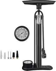160PSI High Pressure Bicycle Bike Hand Air Pump,Bike Floor Pump, Compatible with Presta and Schrader Valve -for Road Bike, MTB, Hybrid, Wheelchair, Electric Bike, Scooter, Balls, Balloons etc.
