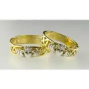 Pair 14k Gold Irish Handcrafted Irish Celtic Claddagh Wedding Rings Set 6mm 6mm