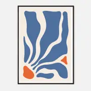 Galrie Stunning Modern Abstract Blue and Orange Art Print for Contemporary Spaces, Black Frame, 50 x 70cm (20 x 28inch)