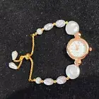 Vintage Gold Pearl Women’s watch, gold watch, Minimalist watch, Working watch