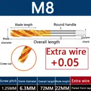 1PCS M8 Widen thegolden spiralTitanium plated tapstainless steel withcobalthelix