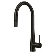 OLIVERI Essente 316 Stainless Steel Goose Neck Pull Out Mixer - Brushed Black SS31625-BL