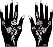 IVANA'S Heena Mehandi Tatto Stencil Set for | Hand | Body | Fingure | Face | Heena Art Temporary Tatto for Kids, Girls & Women, Design - IVN-01, Black, M