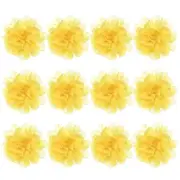12-Pack Chiffon Flowers 3.94 x 3.94" Fabric Flowers for Craft [Yellow]