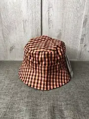 Culture Fly Adult Bucket Hat One Size Orange Burgundy Black Checkered Summer
