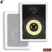 Pair 2-Way 160W 8" In-Wall Ceiling Speaker Dome Tweeter Home Theater 8 Ohm White