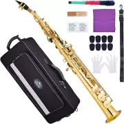 EastRock Bb Soprano Saxophone Straight Gold Laquer Sax Instruments