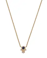 Bloomingdale's Fine Collection Sapphire & Diamond Hamsa Hand Pendant Necklace in 14K Yellow Gold, 18