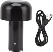 USB Touch Mushroom Light Touch Control Mini Light 3 Color Temperature Adjustable Brightness for Restaurant Desk Rechargeable Table Lamp (Black)