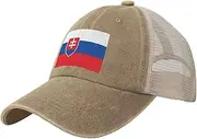 [Generic] Flag of Slovakia Cowboy Mesh Baseball Cap for Slovakian Man Woman Outdoor Adjustable Denim Hat
