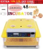 Automatic JANOEL 48 Egg Incubator Fully Digital LED Turning Chicken Duck Eggs