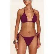 Purple Crinkle Double Tie Side Bikini Bottoms, Purple