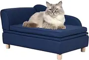 Yoonnie room PU Leather Dog Sofa and Chair with Storage - Wooden Frame Cat Sofa Couch with Cushion,Small Pet Bed Sofa for Puppy and Cats (Blue)