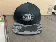 (35) REEF Hat Cap Snap Back Black Gray Camo Adjustable 100% Cotton OSFM
