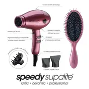Speedy Supalite Hair Dryer Blush Includes Diffuser with Free Wonder Wet & Dry Brush