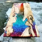 Rainbow Epoxy Resin Table, Luxury Walnut Dining Table, Wooden Table, Table Tops