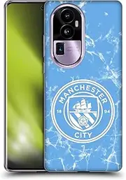 Head Case Designs Officially Licensed Manchester City Man City FC Blue White Mono Marble Badge Soft Gel Case Compatible with Oppo Reno10 Pro+
