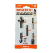 5pc Carbide Router Bit Set: For Routers with a 1/4" Collet - Model #56550