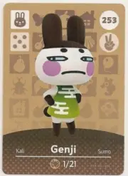 #253 Genji , Animal Crossing Amiibo Card AUTHENTIC Series 3 Never Scanned