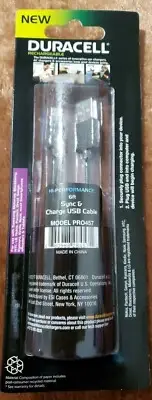 Duracell Sync & Charge USB-to-Micro USB cord cable.Black.6 ft fabric cord.PRO457