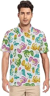 [ZZXXB] Dinosaur Pineapple Men's Polo Shirts Short Sleeve Quick Dry Athletic Outdoor Sports Golf Shirts S-XXL