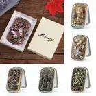 Retro Compact Pocket Mirror Square Cosmetic Folding Mirror Makeup Mirror Women