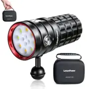 Turbo S Pro Dive Light, 13000Lumens 100m Underwater Video Light,Diving Flashl...