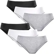 [H HIAMIGOS] Women's Cotton Underwear Mid Rise Comfy Hipster Briefs Ladies Soft Stretch Breathable Panties Bikini Underwears 6 Pack