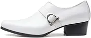 [Generic] High Heel Oxford for Men Formal Loafer ShoesGenuine Leather Low Top Soft Vamp Slip On Pointed Toe Monk Strap