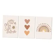 Beige Wall Art Decor Set of 3 Boho Bedroom Decor 24L" x 16W" Rainbow&Sunshine