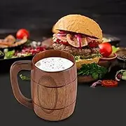 Vintage Viking Cup Handmade Wooden Beer Mug Best Wood Drinking Cup Wooden Tankard Beer Glass Stein Cup for Men Women Unique Treat 13 oz Large