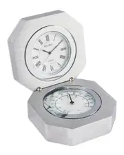 Bey-Berk Stainless Steel Pocket Watch & Thermometer