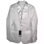 Kids Tuxedo Tux Jacket Size 12 Formal White Satin Wedding Ring Bearer Church Boy