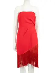 Red Tassel Strapless Dress