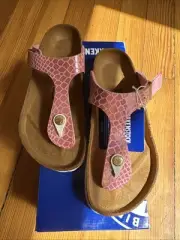 BIRKENSTOCK GIZEH SHINY PYTHON FUCHSIA WOMEN'S FLIP-FLOPS SANDALS THONGS Size 4W