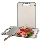 Double Sided Cutting Board Stainless Steel And Wheat Straw PP Cutting Board w...