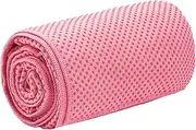 Micro Yoga Towel Skin-friendly Sweat-absorbent Anti-skid Washable Yoga Classes Towel with Carry Bag Pink