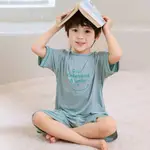 🌈SMILE KIDS🌈兒童睡衣 台灣出貨 2024新款兒童睡衣莫代爾夏季薄款男孩休閒空調服中大童男童家居服短袖套裝